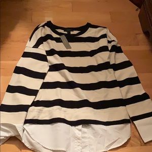 Jcrew Striped Sweater With Blouse Underneath